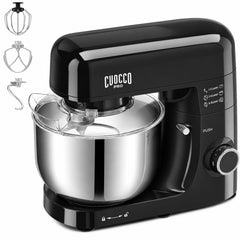 CUOCCO PRO 6.5 Qt Stand Mixer, Mixers for Kitchen, Handles Up to 1100g/2.4 lb Dry Flour, 1200W Peak, 8 Speeds + Pulse, Dough Hook, Beater & Whisk for Bread & Pizza, Cake & Cookies
