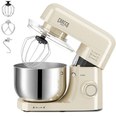 CUOCCO PRO 6.5 Qt Stand Mixer, Mixers for Kitchen, Handles Up to 1100g/2.4 lb Dry Flour, 1200W Peak, 8 Speeds + Pulse, Dough Hook, Beater & Whisk for Bread & Pizza, Cake & Cookies