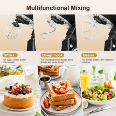 CUOCCO PRO 1000W Stand Mixer - Electric Stand Mixer with 5.5Qt Bowl, 11 Speeds, Dough Hook & Whisk & Beater, Tilt-Head, Dishwasher Safe, Suction Base, Black