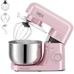CUOCCO PRO 6.5 Qt Stand Mixer, Mixers for Kitchen, Handles Up to 1100g/2.4 lb Dry Flour, 1200W Peak, 8 Speeds + Pulse, Dough Hook, Beater & Whisk for Bread & Pizza, Cake & Cookies