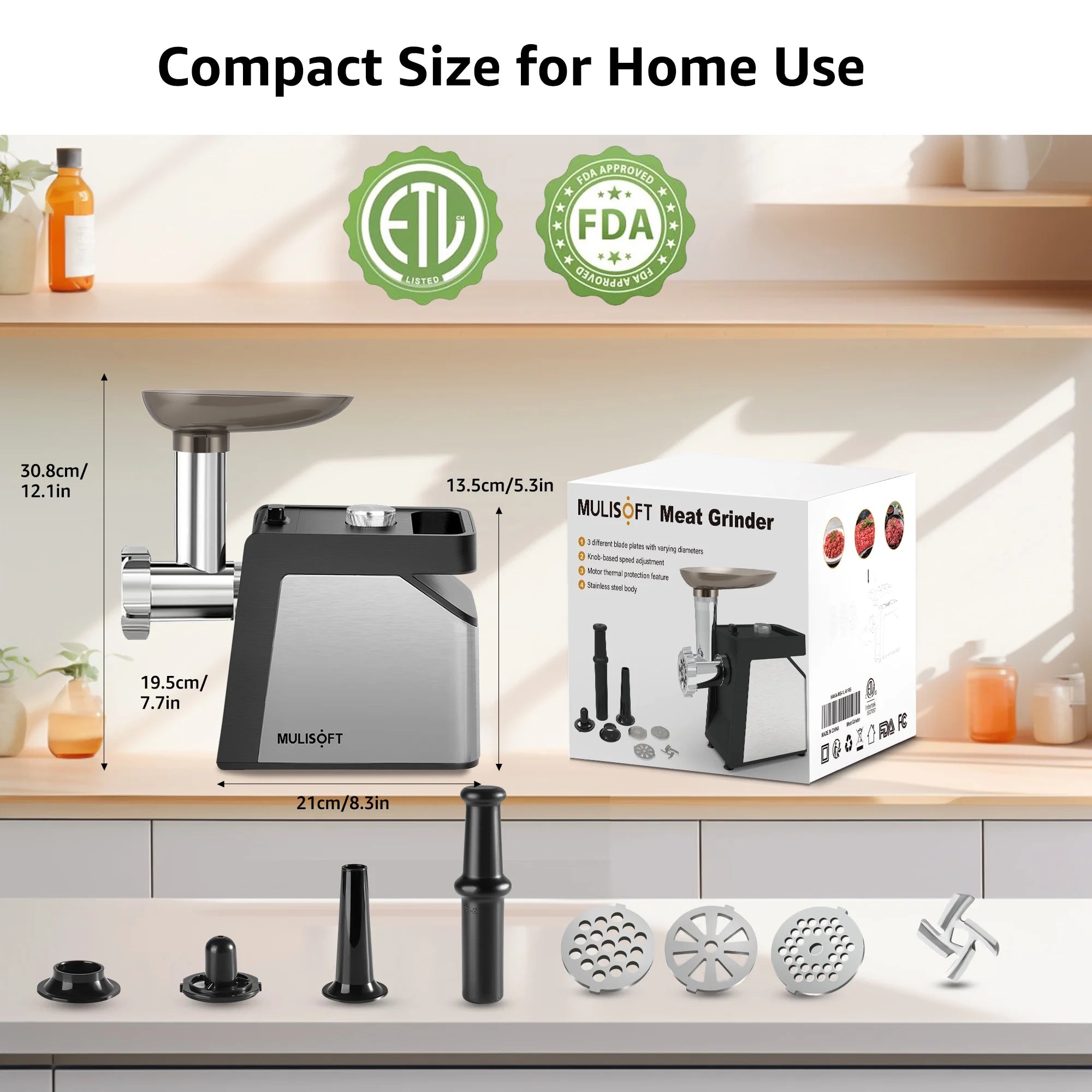 MULISOFT Meat Grinder, 2500W Electric Meat Grinders for Home Use, with Sausage Maker & Kubbe Kit, Heavy Duty