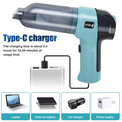 KNKA Car Vacuum Cleaner, Mini Car Vacuum Cleaner for Car, Home and Office, 9000Pa Powerful Suction with 3 Filters, Blue