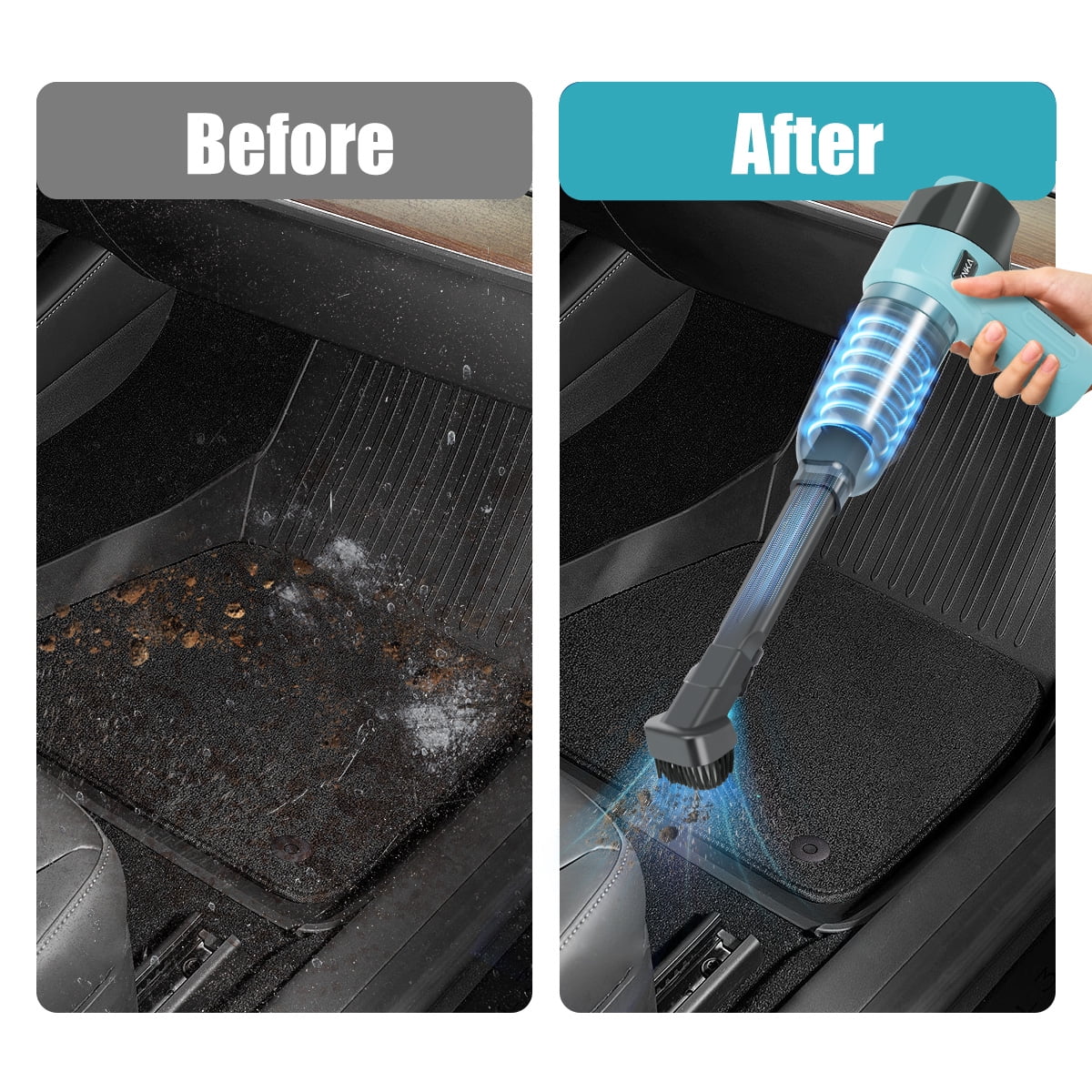 KNKA Car Vacuum Cleaner, Mini Car Vacuum Cleaner for Car, Home and Office, 9000Pa Powerful Suction with 3 Filters, Blue