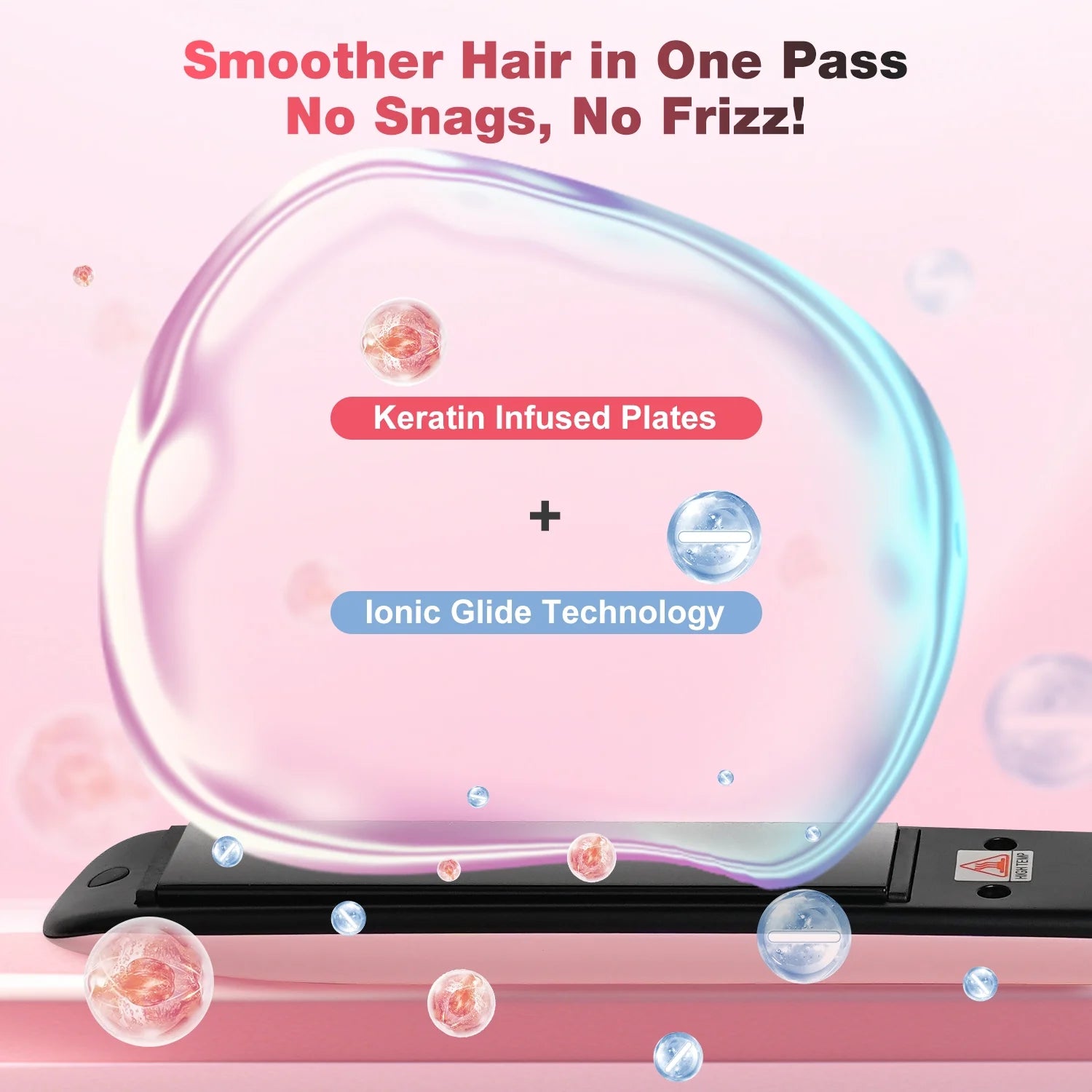 MCURO 1 inch Hair Straightener, Flat Iron for Hair Infused with Keratin, Dual Voltage Flat Iron, Hair Styling Tools, Pink