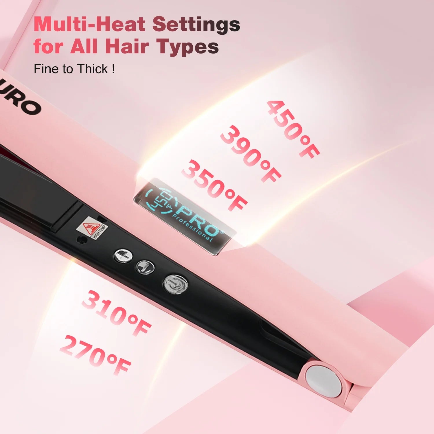 MCURO 1 inch Hair Straightener, Flat Iron for Hair Infused with Keratin, Dual Voltage Flat Iron, Hair Styling Tools, Pink