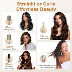 MCURO 6 in 1 Hair Dryer Brush Air Styler, Hot Air Brush Blow Dryer Volumizer Curling Iron, Straightening, for All Hair Types, Includes Travel Case