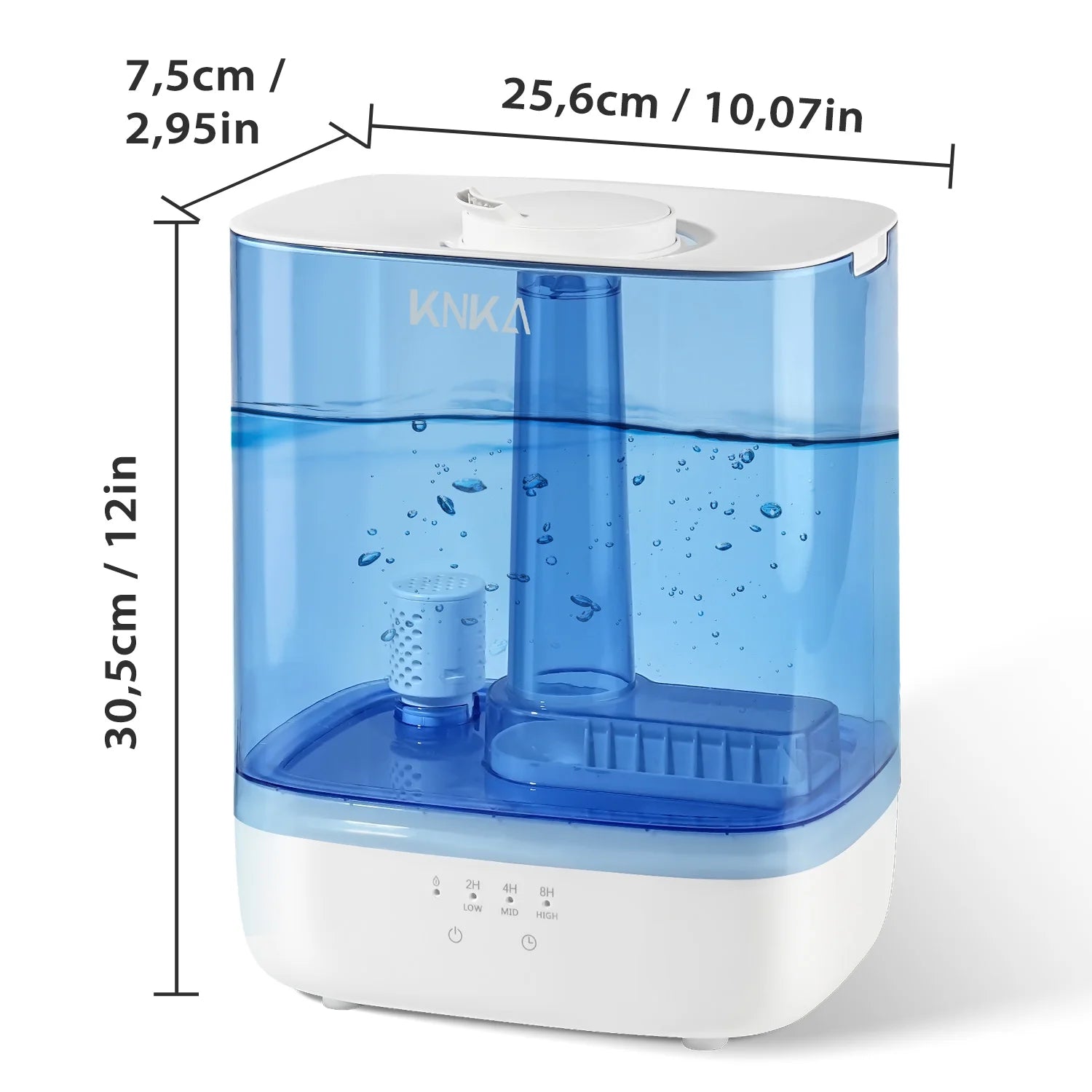 KNKA Humidifier, 6L Humidifier for Room, Cool Mist Humidifier for Home, Baby, and Bedroom, Quiet, Top-Fill, 360° Nozzle, 60-Hour Runtime, White