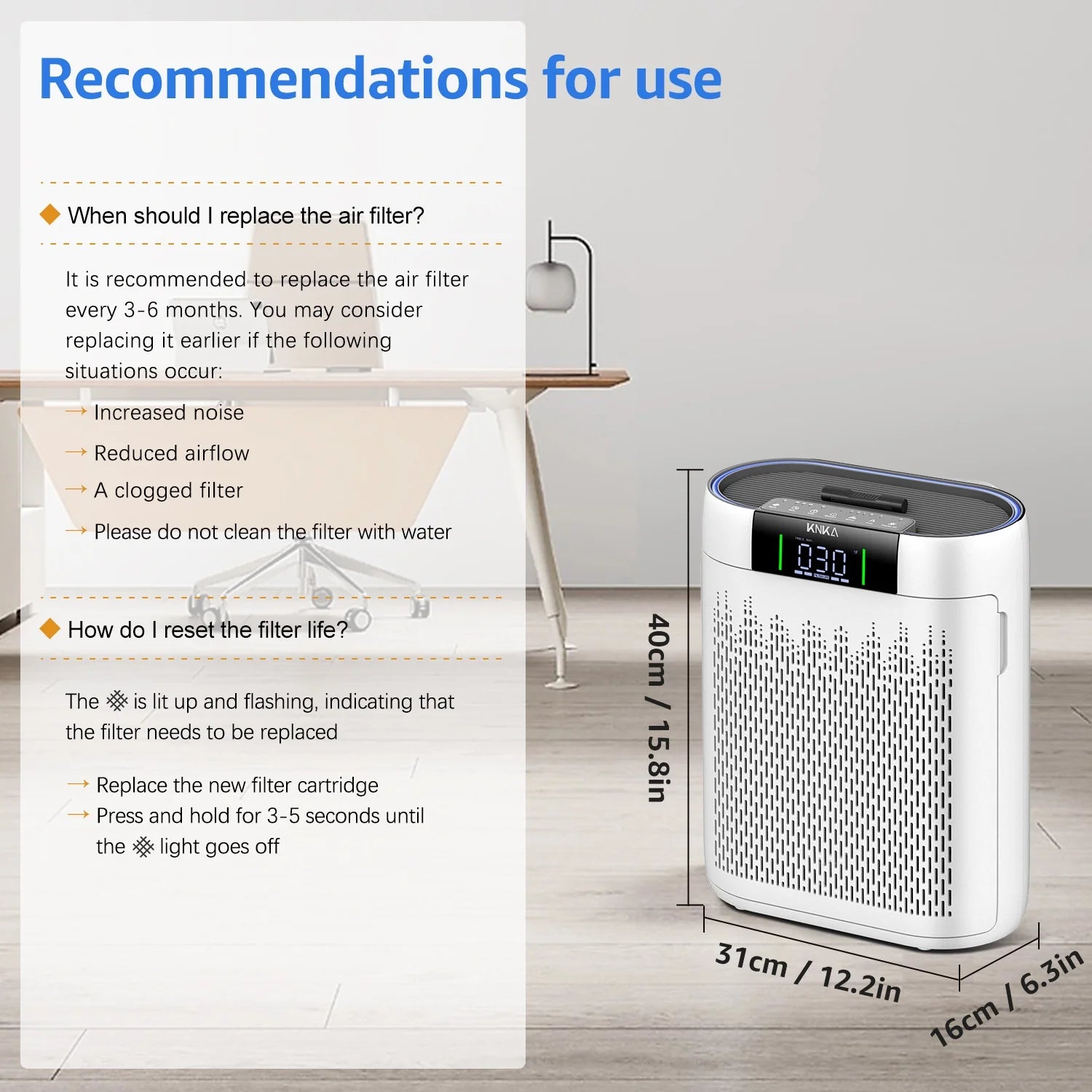 KNKA Air Purifier, HEPA Air Purifiers for Large Rooms up to 2500 Sq. ft., Air Cleaner with Air Quality Monitor, Smart WiFi, and Aromatherapy, for Allergies, Pets, Odors, Dust, Pollen, and Smoke